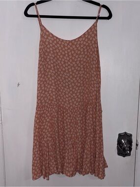 wild fable Peach Floral Slip Dress with Ruffle Hem